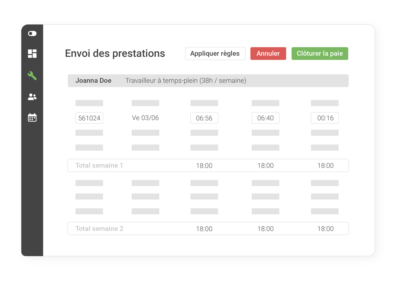 Envoi des prestations